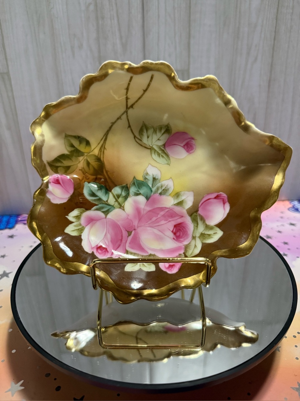 Antique Royal Munich Z.S. & Co Bavaria Hand Painted Pink Rose Porcelain Bowl